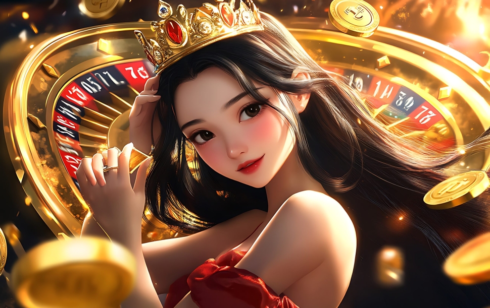 asian-girl-crown-enjoys-utopia-slot-machine-adventure